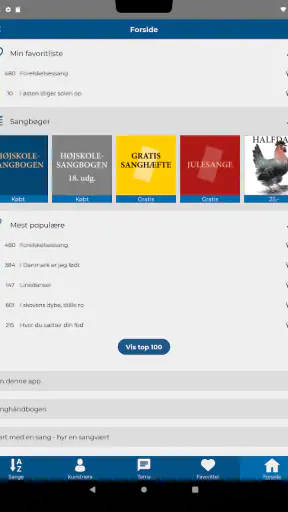Højskolesangbogen screenshot