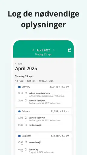 Kørebog til Kørselsregnskab screenshot