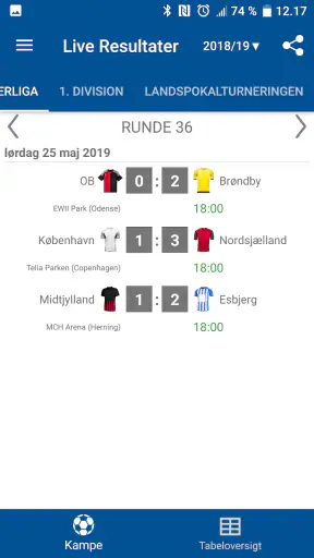 Live Resultater for Superliga screenshot