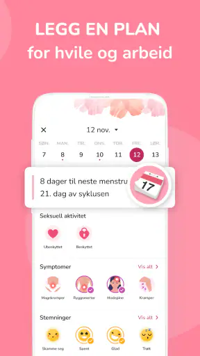 Menstruasjonskalender screenshot