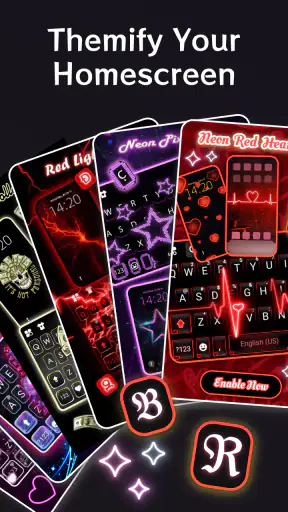 Neon Red Heartbeat Tastatur screenshot