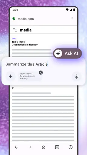 Opera-browser med AI screenshot