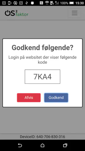 OS2faktor screenshot