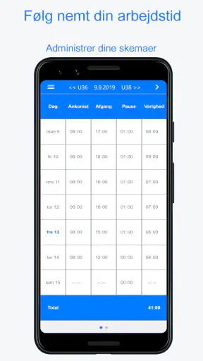 Planningify : Arbejde tidsplan screenshot