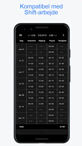 Planningify : Arbejde tidsplan screenshot