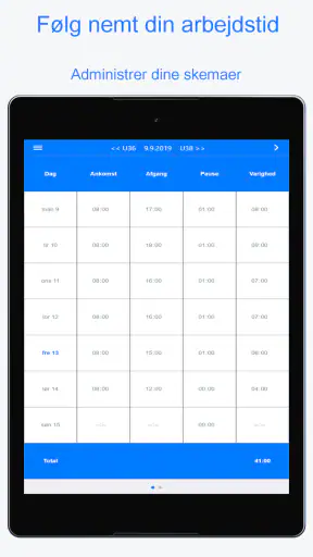 Planningify : Arbejde tidsplan screenshot