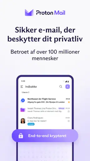 Proton Mail: Krypteret e-mail screenshot