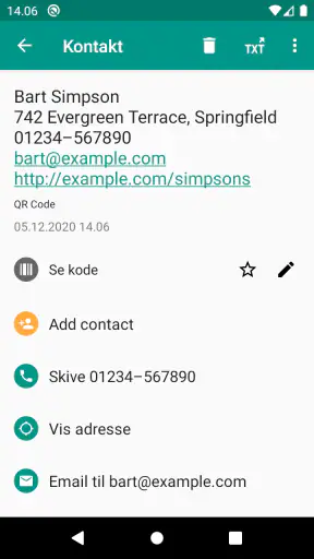 QR- og stregkode-scanner screenshot