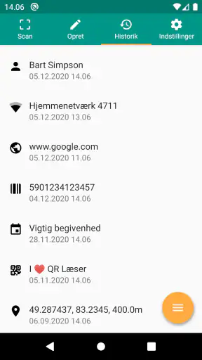 QR- og stregkode-scanner screenshot