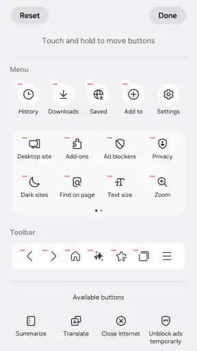 Samsung Browser screenshot