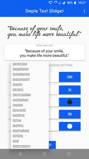 Simple text widget screenshot