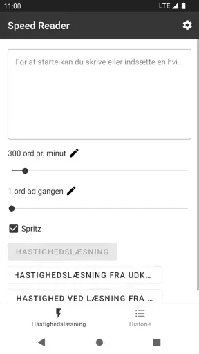 Speed Reader til hurtiglæsning screenshot