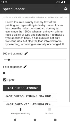 Speed Reader til hurtiglæsning screenshot