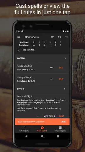 Spell Tracker (Pathfinder 1e) screenshot