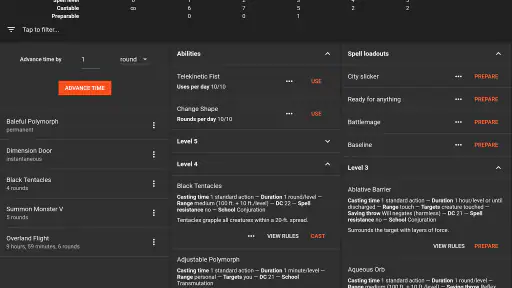 Spell Tracker (Pathfinder 1e) screenshot