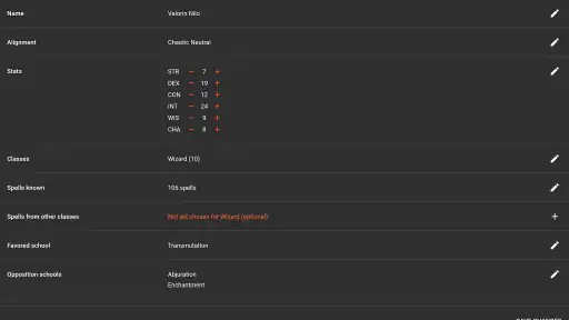 Spell Tracker (Pathfinder 1e) screenshot