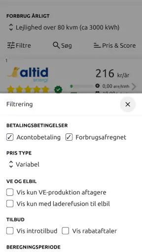 Strømligning elpriser screenshot