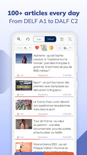 Todaii: Learn French by news screenshot