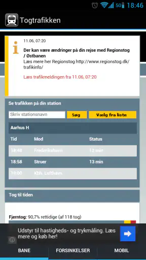 Togtrafikken i DK - DSB screenshot