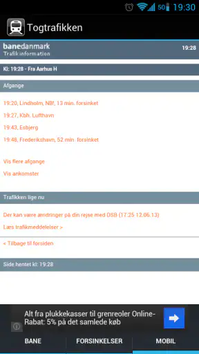 Togtrafikken i DK - DSB screenshot