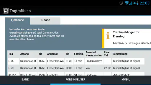 Togtrafikken i DK - DSB screenshot