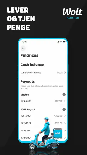 Wolt kurérpartner screenshot