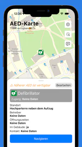 AED-Karte - Defibrillatoren screenshot