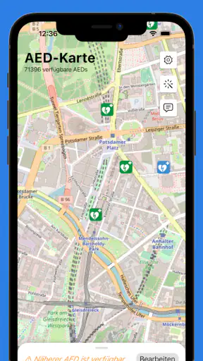 AED-Karte - Defibrillatoren screenshot