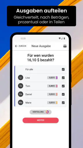Cashinator - Ausgaben teilen screenshot
