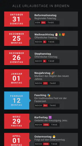 Deutschland Feiertag Kalendar screenshot