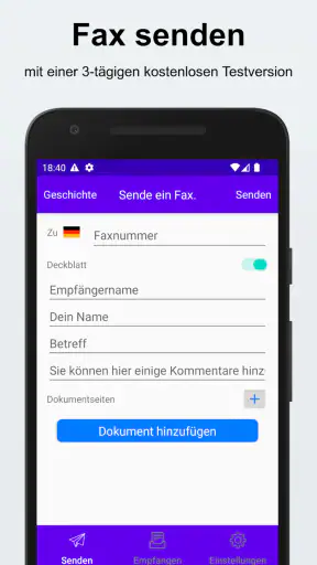 Fax senden und empfangen screenshot