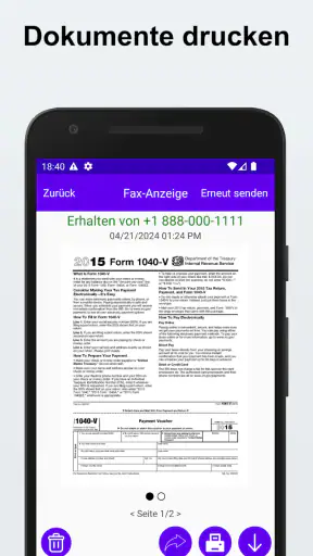 Fax senden und empfangen screenshot