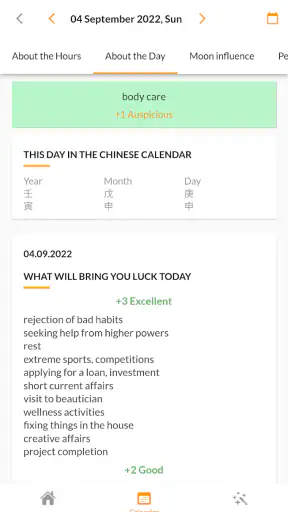 Feng Shui Fortune Calendar screenshot