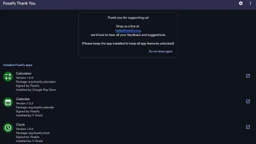 Fossify Thank You screenshot