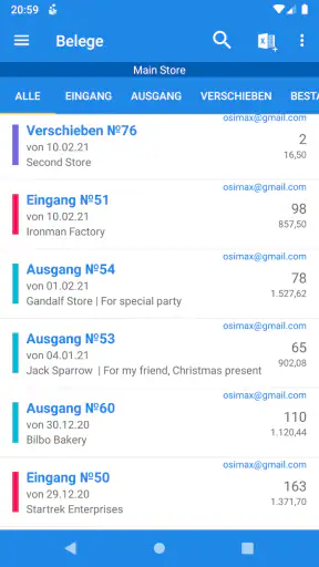 Lager und Inventar Online screenshot