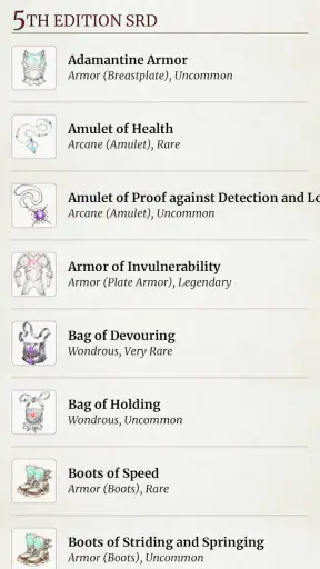 Magwa's Magic Item Compendium screenshot