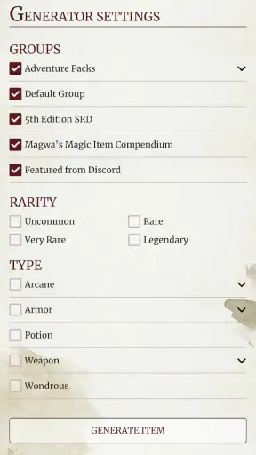 Magwa's Magic Item Compendium screenshot