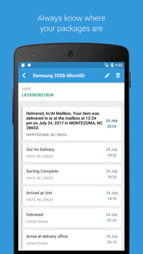 Parcels: Sendungsverfolgung screenshot