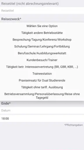 Reisekosten für DB Mitarbeiter screenshot