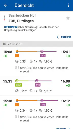 Saarfahrplan screenshot