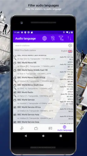 Satellite channels screenshot