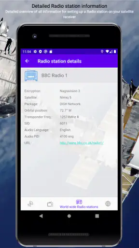 Satellite channels screenshot