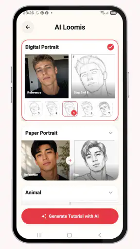 Sketch Steps: AI Loomis Draw screenshot