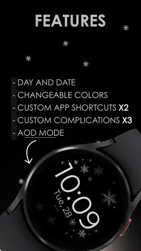 Snowflake rose gold watch face screenshot