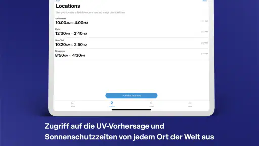SunSmart Global UV-App screenshot