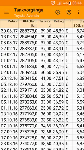 Tank-Datenbank screenshot