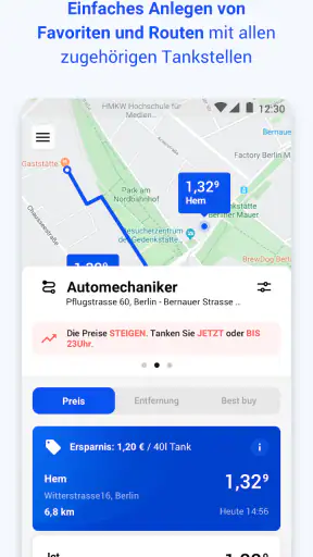 TankenApp mit Benzinpreistrend screenshot