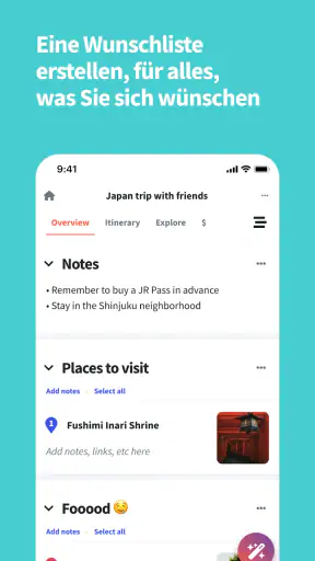 Wanderlog reisen routenplaner screenshot