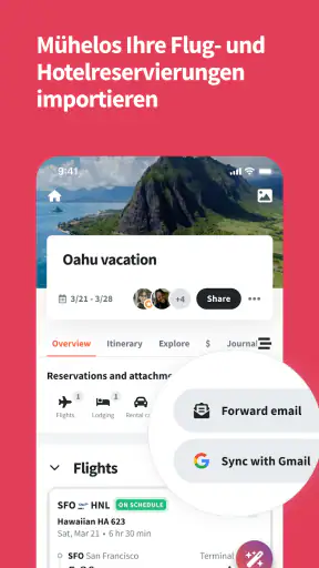 Wanderlog reisen routenplaner screenshot