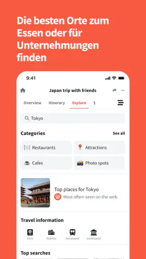 Wanderlog reisen routenplaner screenshot